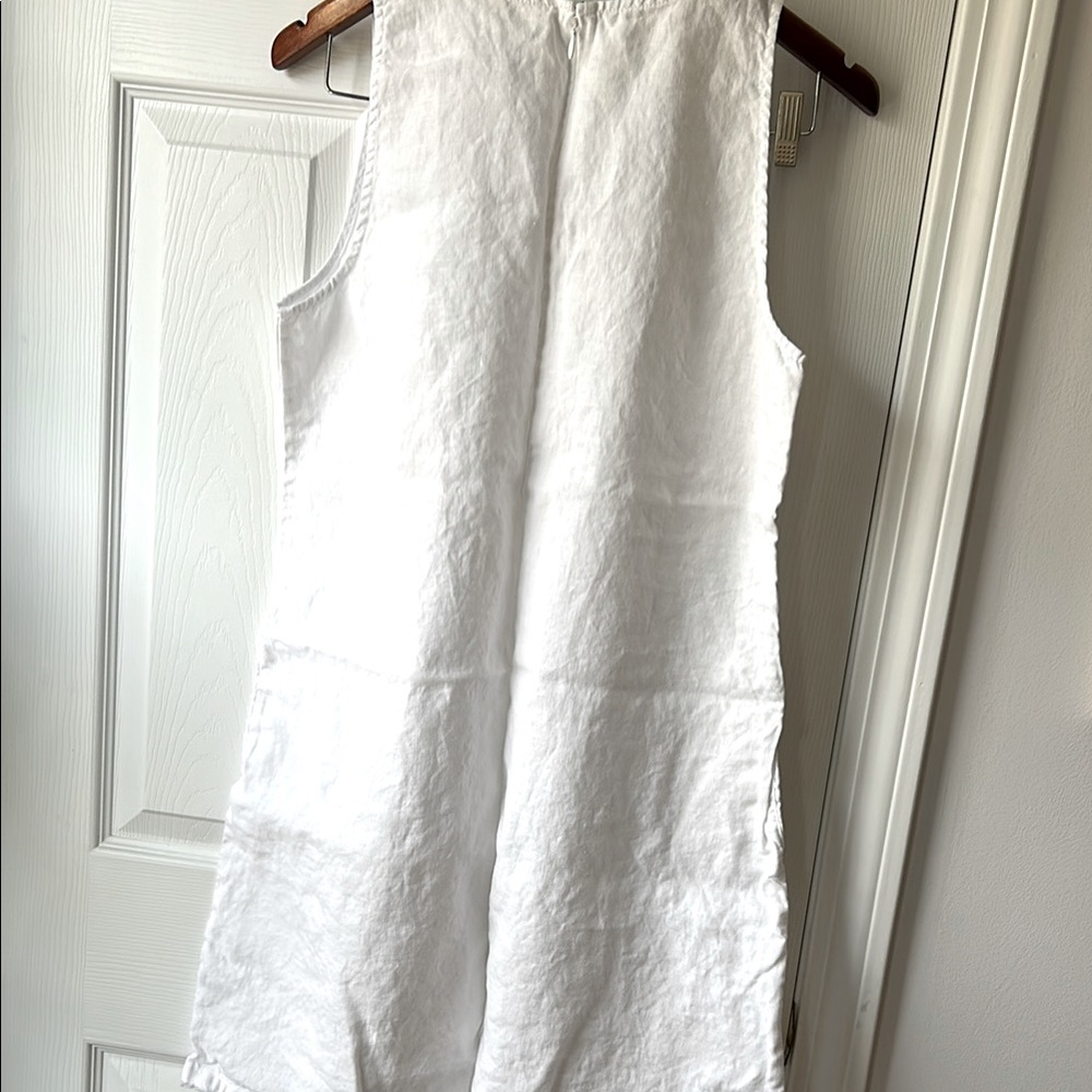Garnet Hill Linen Fringe-Hem A-Line Dress white size 8 - Picture 8 of 9